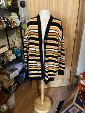 Sweet Society candy corn striped button down cardigan